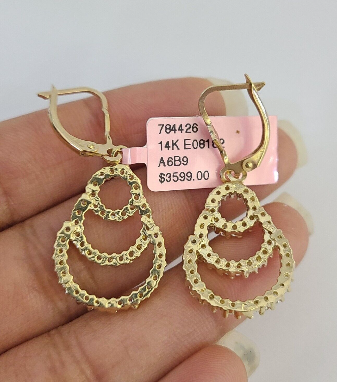 14k Chandelier Dangle Earrings Yellow Gold Push Back Real Women Genuine 14Kt