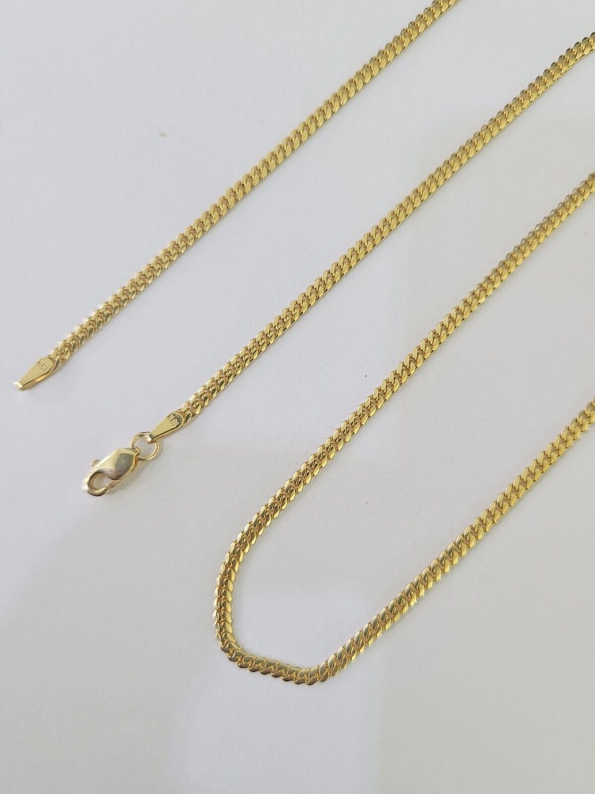 18k Real Solid Miami Cuban Chain Yellow Gold 2mm 24" Inch Genuine Necklace