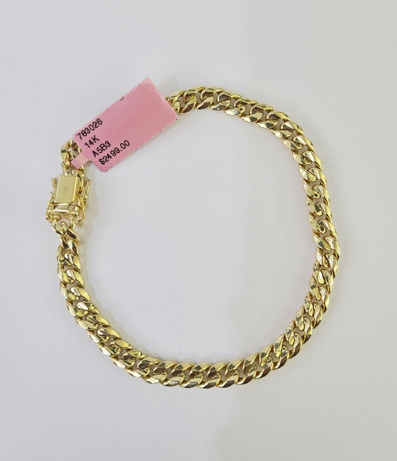 Real 14K Miami Cuban Bracelet Yellow Gold Box Clasp 8.5" Inch 6mm Link Hollow