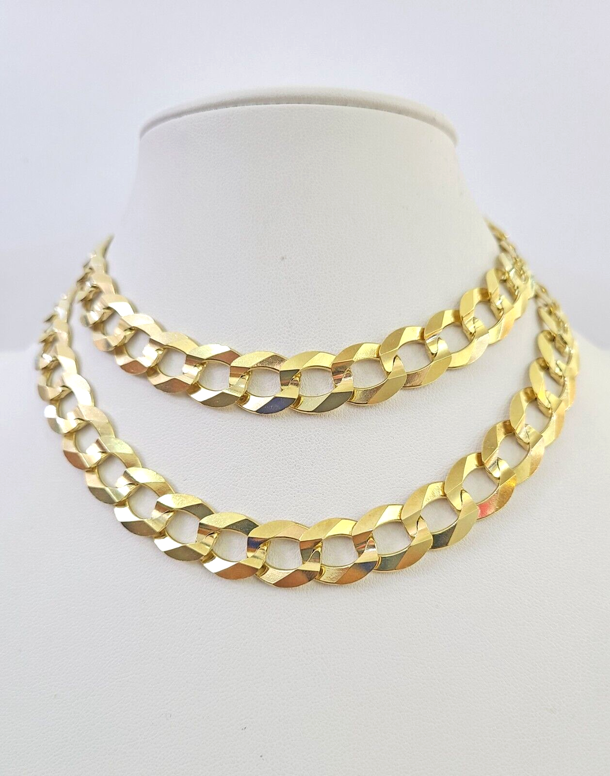 10k Solid Gold Cuban Curb Link Chain 12mm 28" Real Yellow Gold Real Necklace