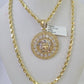 10k Solid Rope Chain Medusa Circular Charm Set 4mm 20"-28" Necklace Gold Yellow