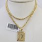 10k Gold Initial Q Charm Rope Chain 16"-26" 2.5mm SET Necklace Alphabet Pendant