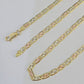 14k Valentino Chain Trio Gold Necklace Women's Link 24" inches 4mm Diamond Cuts