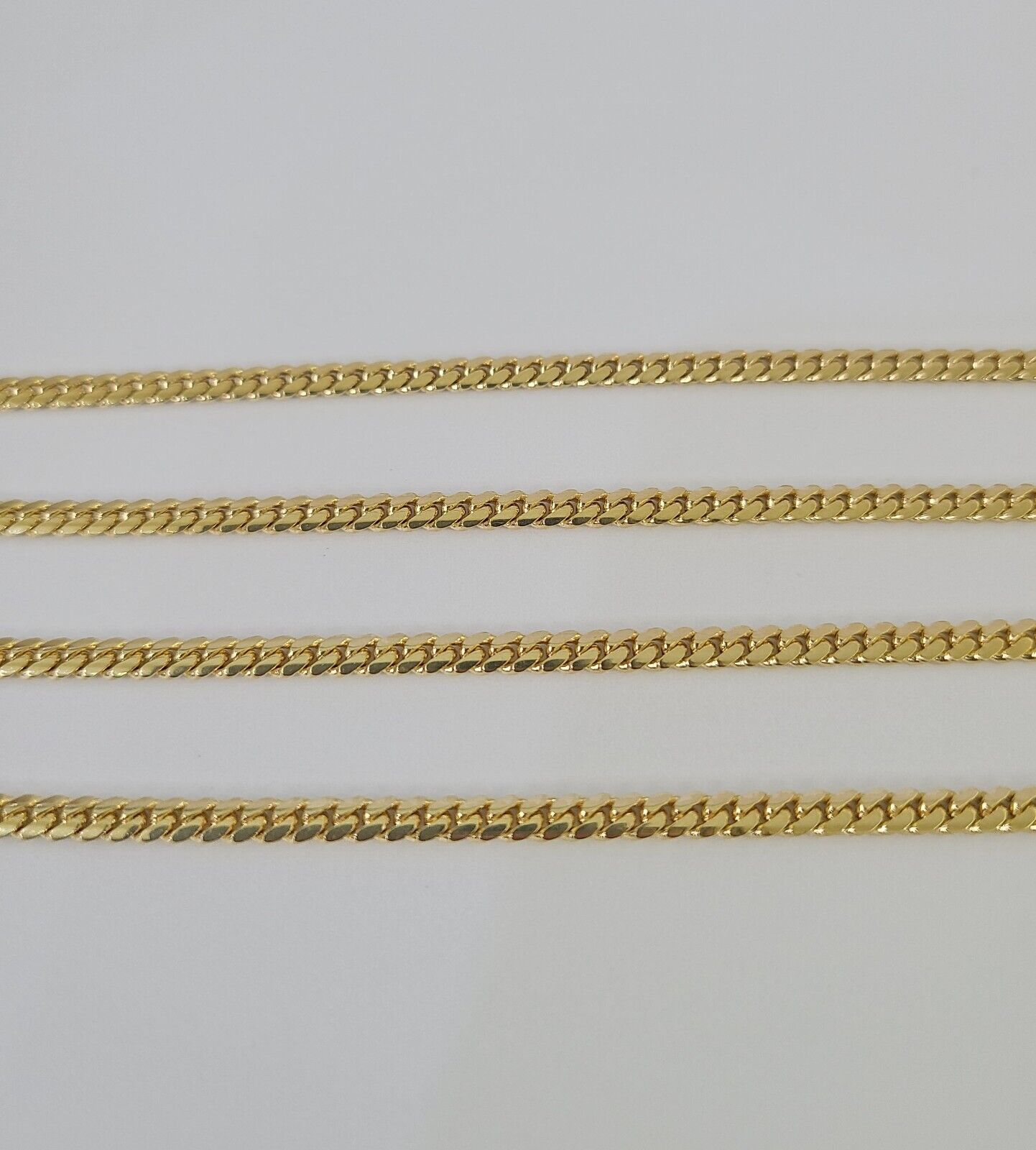 18k Solid Miami Cuban Chain Yellow Gold 3mm 20" Inch Genuine Necklace Real