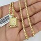 10k Gold Initial T Charm Rope Chain 16"-26" 2.5mm SET Necklace Alphabet Pendant