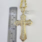 Real 10k Rope Chain Jesus Cross Charm Set 7mm 18"-26" Inch Necklace Yellow Gold