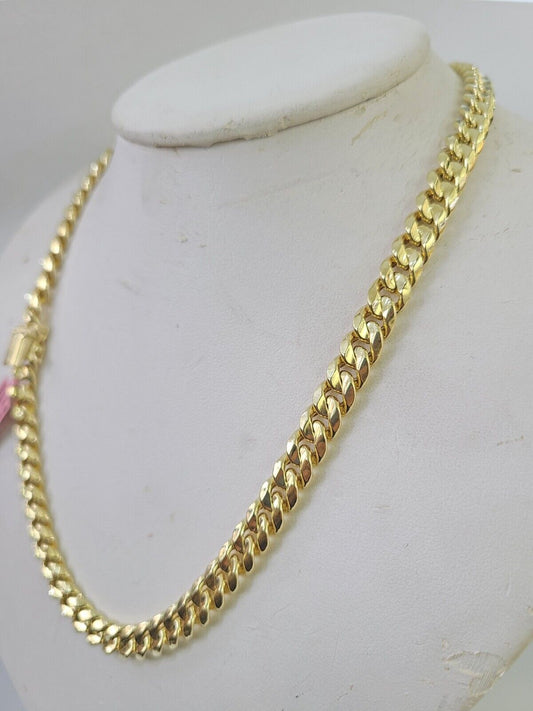 Real 14K Miami Cuban Link Chain Necklace Yellow Gold 24 inch 8mm Mens Hollow