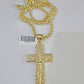 10k Gold Byzantine Necklace Jesus Cross Charm 18-26 inches 3mm SET Chain