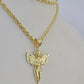 10k 3mm Rope Chain Praying Angel Pendant 18"-30" Yellow Gold Set Charm Necklace