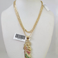10k Gold Solid Cuban Curb Chain Saint Jude Pendant Set 3mm 18"-26" Necklace