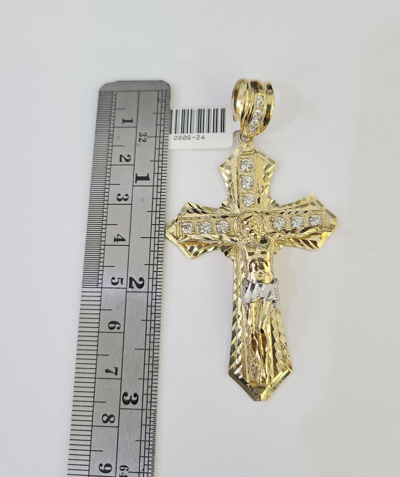 10k Gold Byzantine Necklace Jesus Cross Charm 20-30 inches 6mm SET Chain Pendant