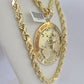 Real 10k Rope Chain World is Yours Charm Set 7mm 20"-28" Inch Necklace Gold