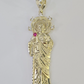 Real 10K Gold Saint Jude Charm Diamond Cut 10kt yellow Gold Pendent 3"