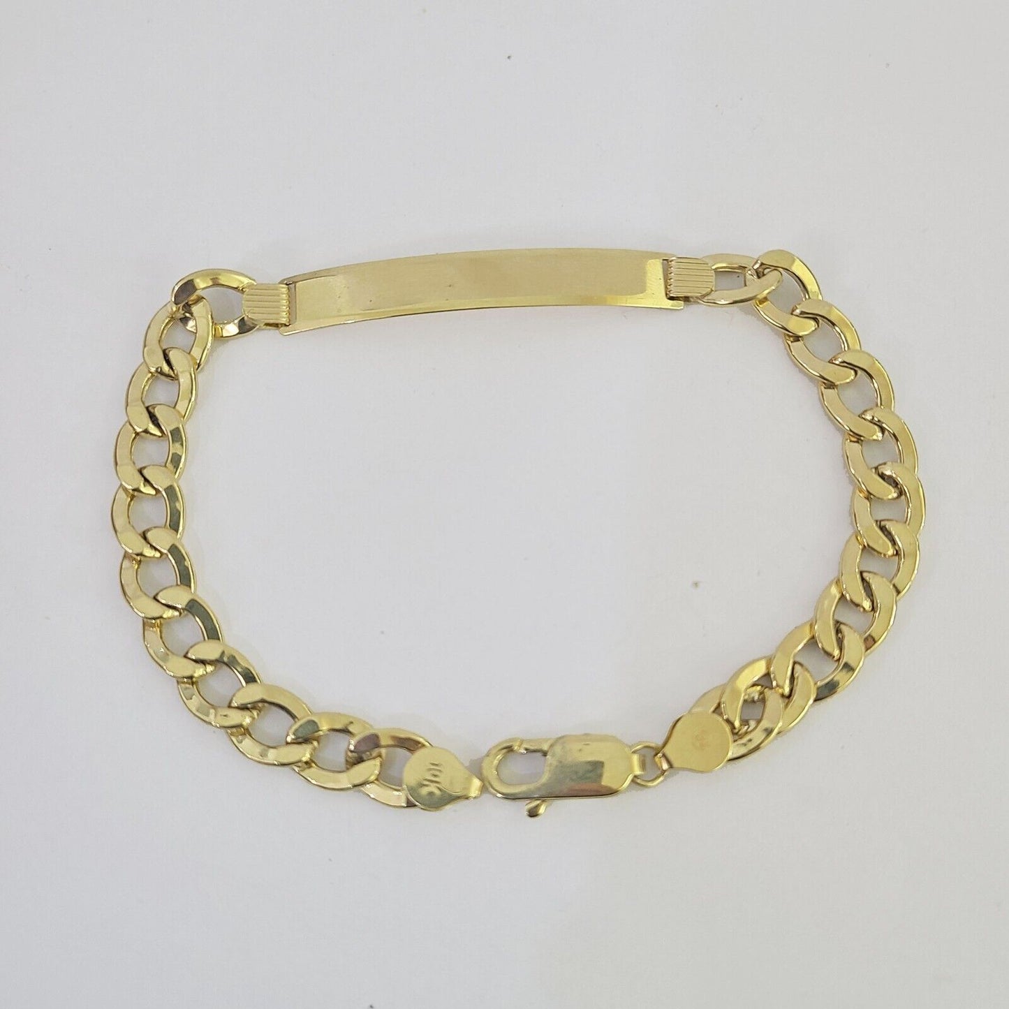 10k Cuban Link ID Bracelet 9" Lobster Clasp Real 10Kt Yellow Gold