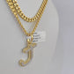 10k Miami Cuban Chain J Diamond Charm Set 4mm 18-26"Yellow Gold Necklace Pendant