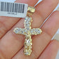 10K Gold Miami Cuban Chain 3mm Length 18" 20" 22" 24" 26" 28" 30" & Cross Charm