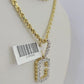 10k 3mm Rope Solid Chain C Diamond Pendant Alphabet 18"-28" Gold Charm Necklace