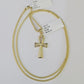 10K Gold Franco Chain Ankh Jesus Cross Charm SET 18-24 inches 1mm Necklace