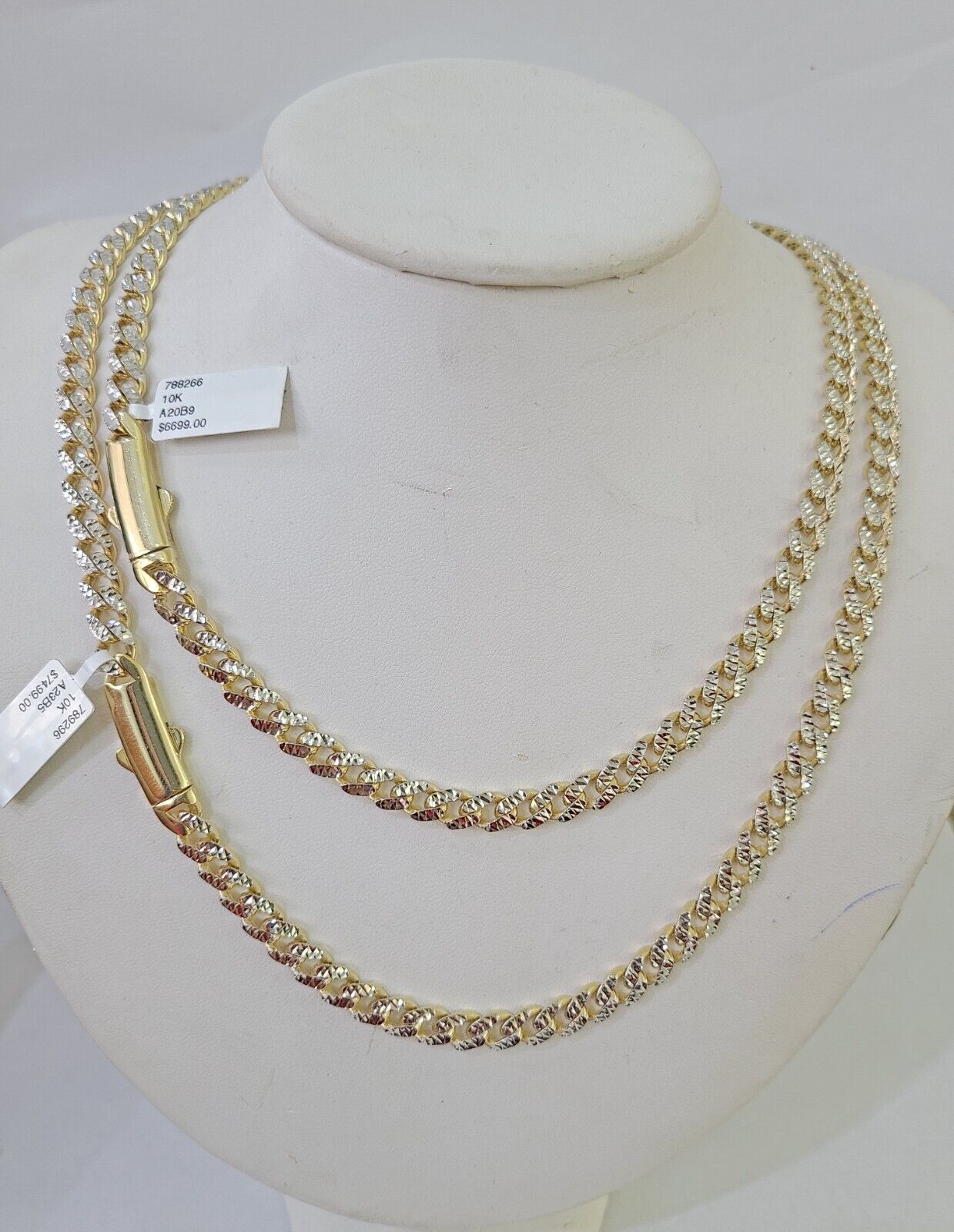 Real 10k Royal Monaco Chain 8mm Diamond Cut 18-26 inches Yellow Gold