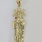 Real 10K Gold Saint Jude Charm Diamond Cut 10kt yellow Gold Pendent 2"