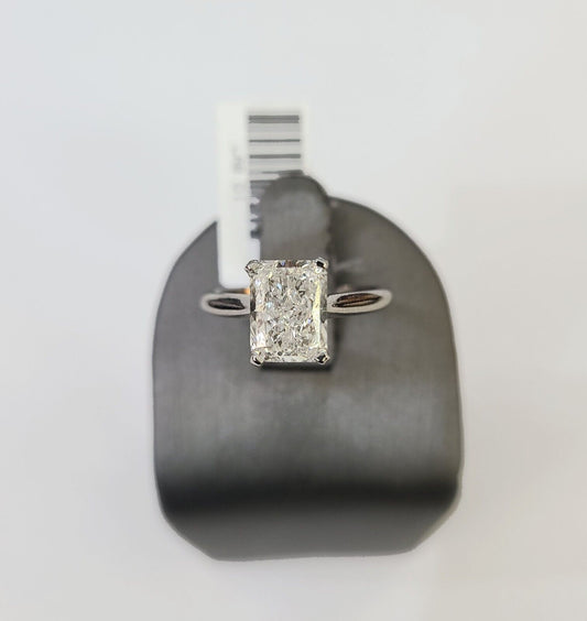 REAL 14k White Gold 2CT Diamond Ring Lab Created Wedding Engagement, Radiant