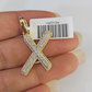 10k Yellow Gold Diamond X Charm Pendant Initial Alphabet Letter Real Genuine