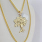 10K Franco Chain Money Tree Pendant Charm Necklace 20"-26" 2.5mm Yellow Gold