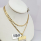 10k Gold Solid Cuban Curb Chain Necklace Last Supper Pendant Set 3mm 18"-26"