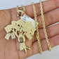 Real 10k Solid Rope Chain Money Tree Charm Set 3mm 20"-30" Inch Necklace Gold