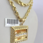 Real 10k Yellow Gold Rope Chain Last Supper Charm Set 6mm 18"-28"Inch Necklace