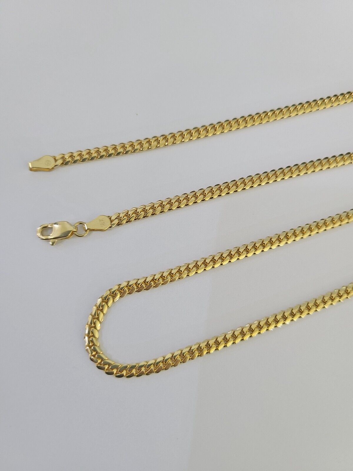 18k Solid Miami Cuban Chain Yellow Gold 3mm 20" Inch Genuine Necklace Real