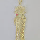 Real 10K Gold Saint Jude Charm Diamond Cut 10kt yellow Gold Pendent 3.5"