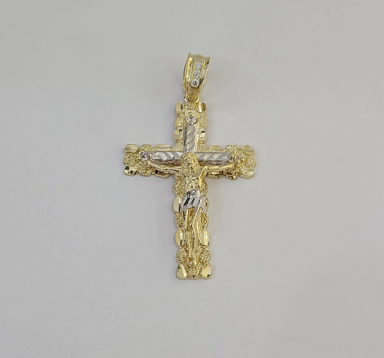 Real 10k Gold Jesus Cross Pendant Charm Crucifix 2 Inch 10kt Yellow Gold For Men