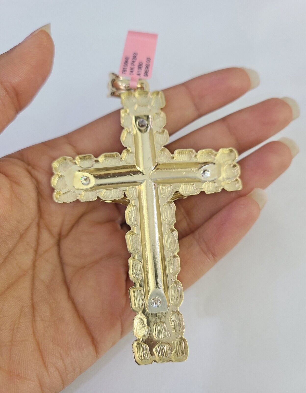 14k Jesus Cross Charm Pendant Yellow Gold Men Women 4" 3" 2" 1.5-2"