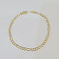 Real 10k Yellow Gold Figaro link Bracelet 3mm 7.5" Inch Men women Diamond Cut