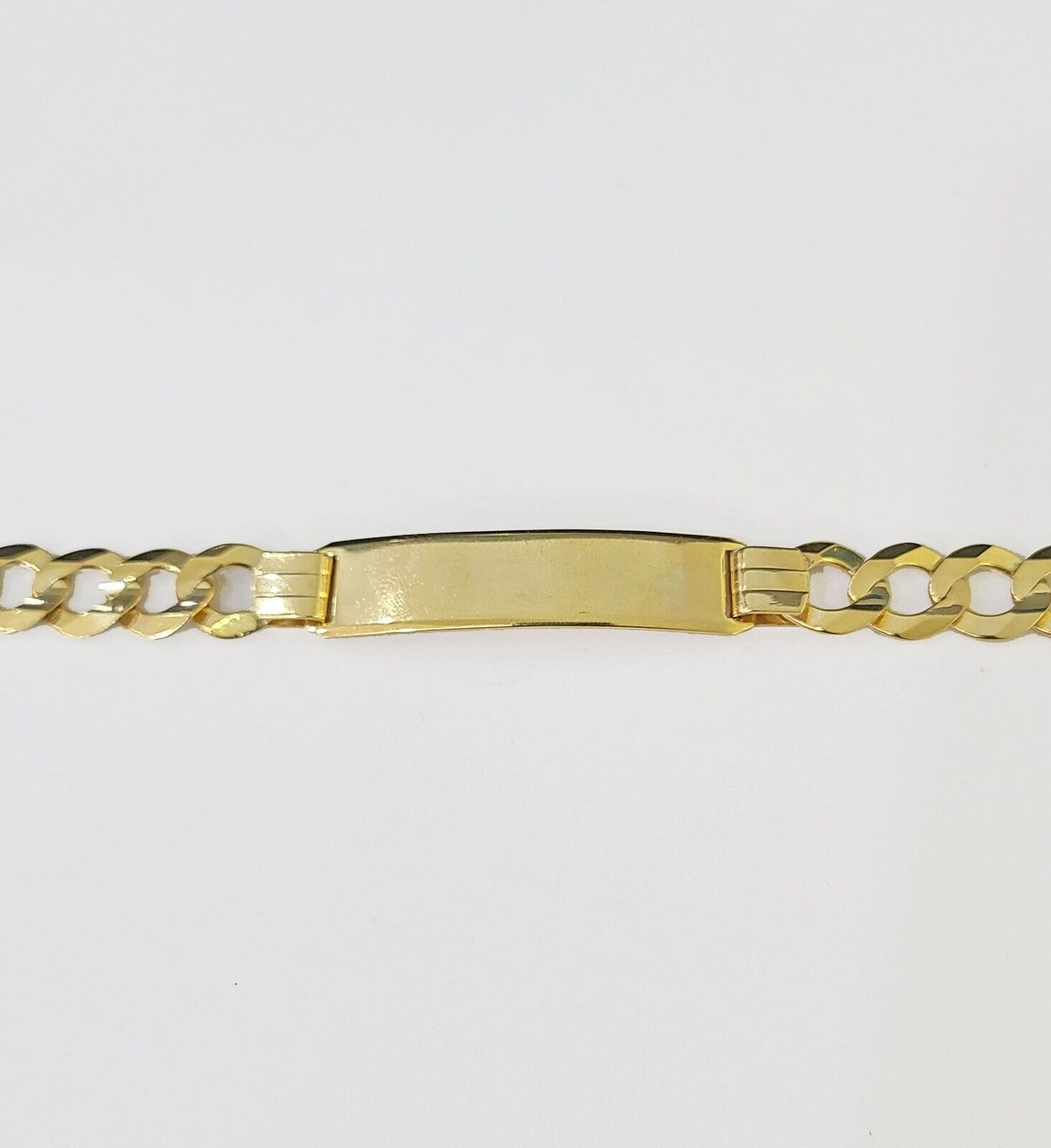 10k Yellow Gold Cuban Link ID Bracelet Solid 8" 9mm Lobster Clasp Real 10Kt