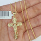 10K Solid Franco Chain INRI Jesus Cross Pendant Charm Necklace 18"-24" 1.5mm