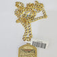 10k Gold Chain Last Supper Charm Solid Cuban Curb Link 5mm 18"-28" Inch SET