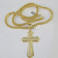 10K Franco Chain Jesus Cross Pendant Charm Necklace 20"-26" 5mm Gold SET Yellow