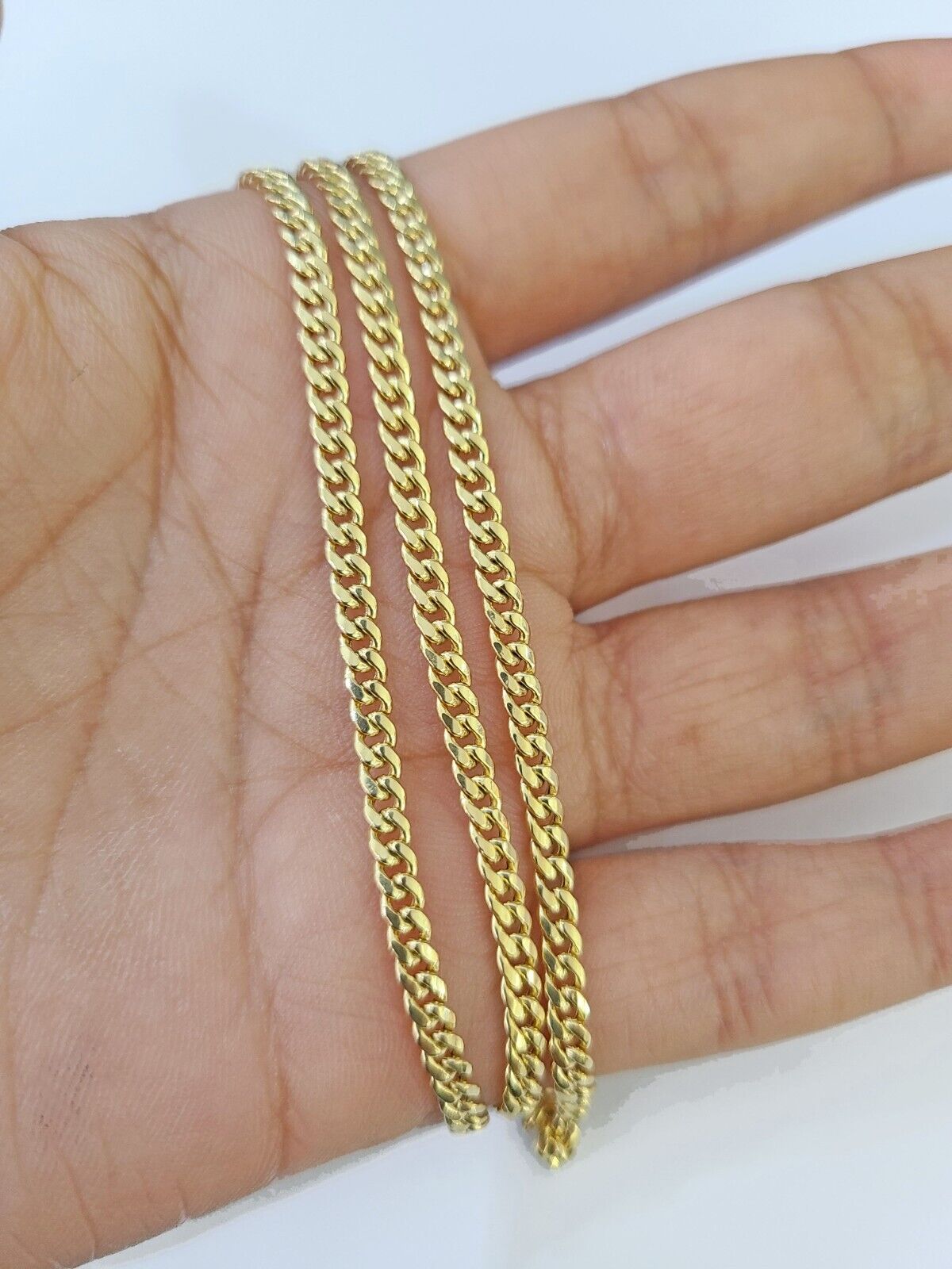 10K Gold Miami Cuban Chain 3mm Length 18" 20" 22" 24" 26" 28" 30" & Cross Charm