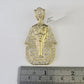 10k Egyptian Pharaoh Head Charm Pendant Yellow Gold 2.5" Inch Men Women Real