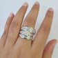 REAL 14k White Gold Diamond Ring Ladies Men Trio SET Wedding Engagement Genuine