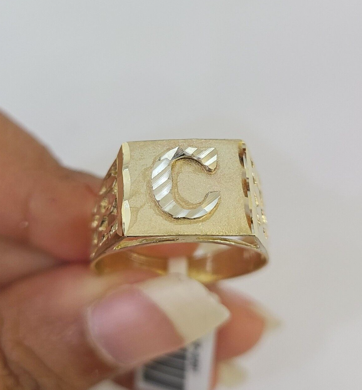 Real 10k Initial C Casual Ring Alphabet Yellow Gold 10kt Genuine