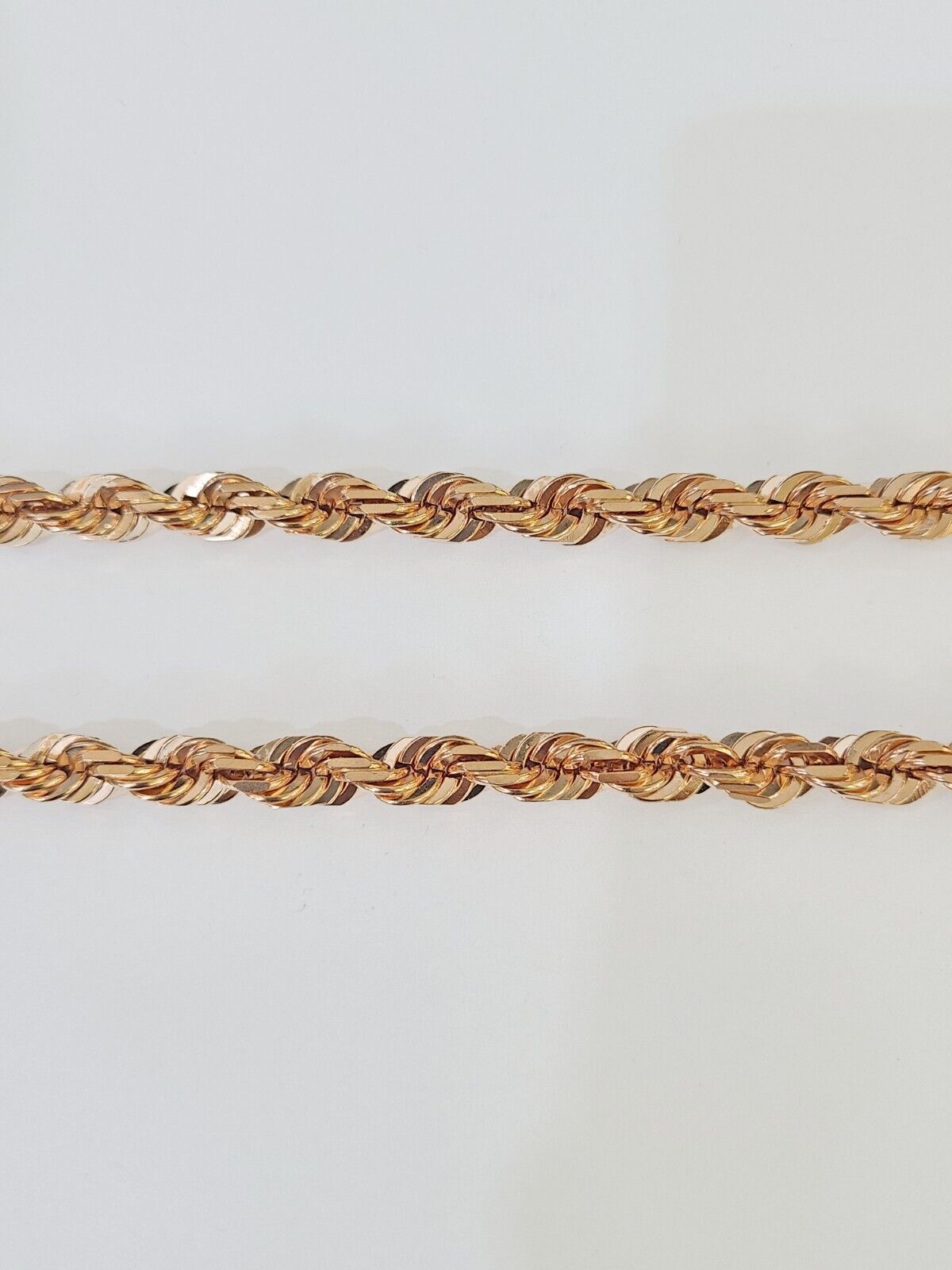 10k Solid Rose Gold Rope Chain Necklace 24" Inches 7mm Diamond Cut