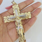 14k Jesus Cross Charm Pendant Yellow Gold Men Women 4" 3" 2" 1.5-2"