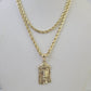 10k Rope Chain Jesus Head Pendant 18"-30" Yellow Gold Set Charm Necklace 3mm