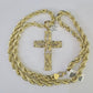 Real 10k Rope Chain Jesus Cross Charm Set 8mm 20"-30" Inch Necklace Yellow Gold