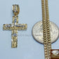 Real 10k Yellow Gold Jesus Cross Charm Pendant 18" Miami Cuban Link Chain SET