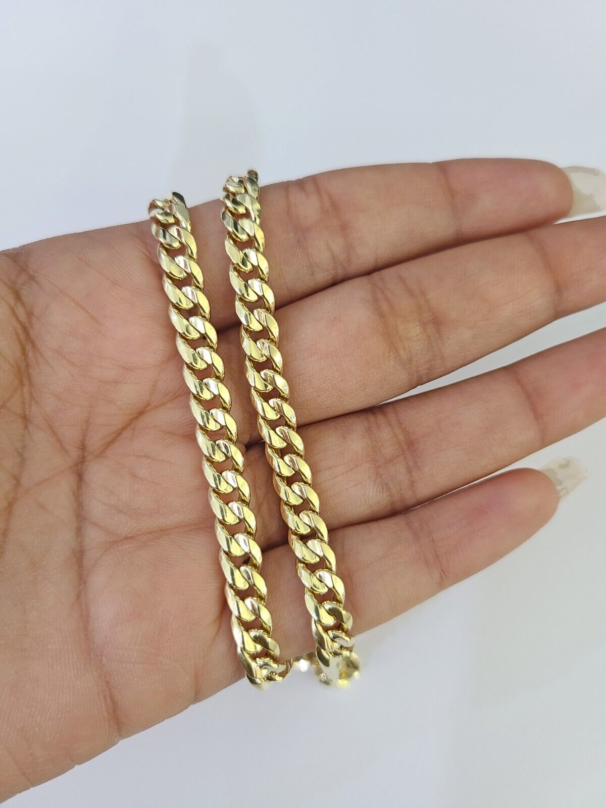 Real 14K Yellow Gold Miami Cuban chain Necklace 18 inch Choker 6mm Hollow