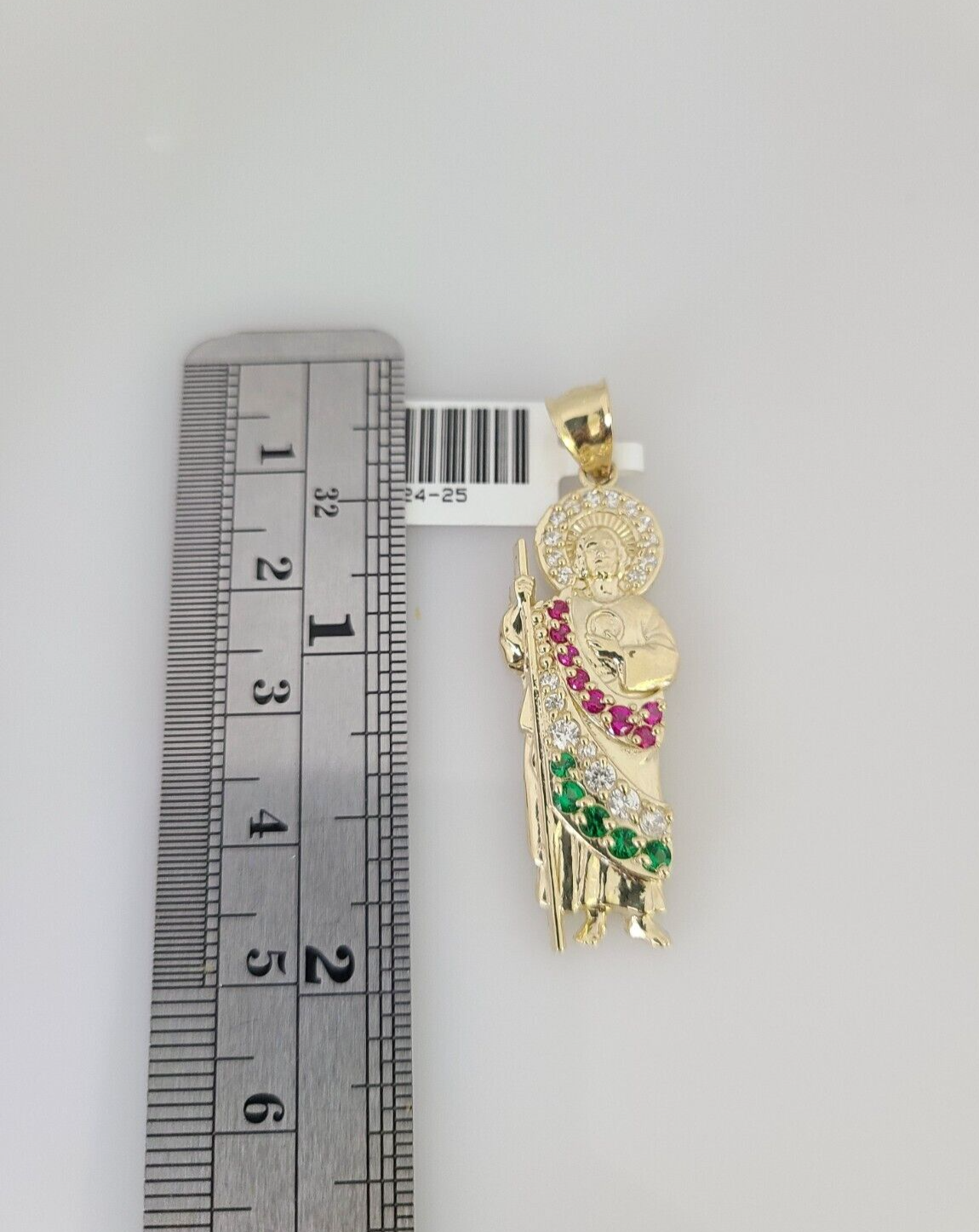 10k Gold Solid Cuban Curb Chain Saint Jude Pendant Set 3mm 18"-26" Necklace